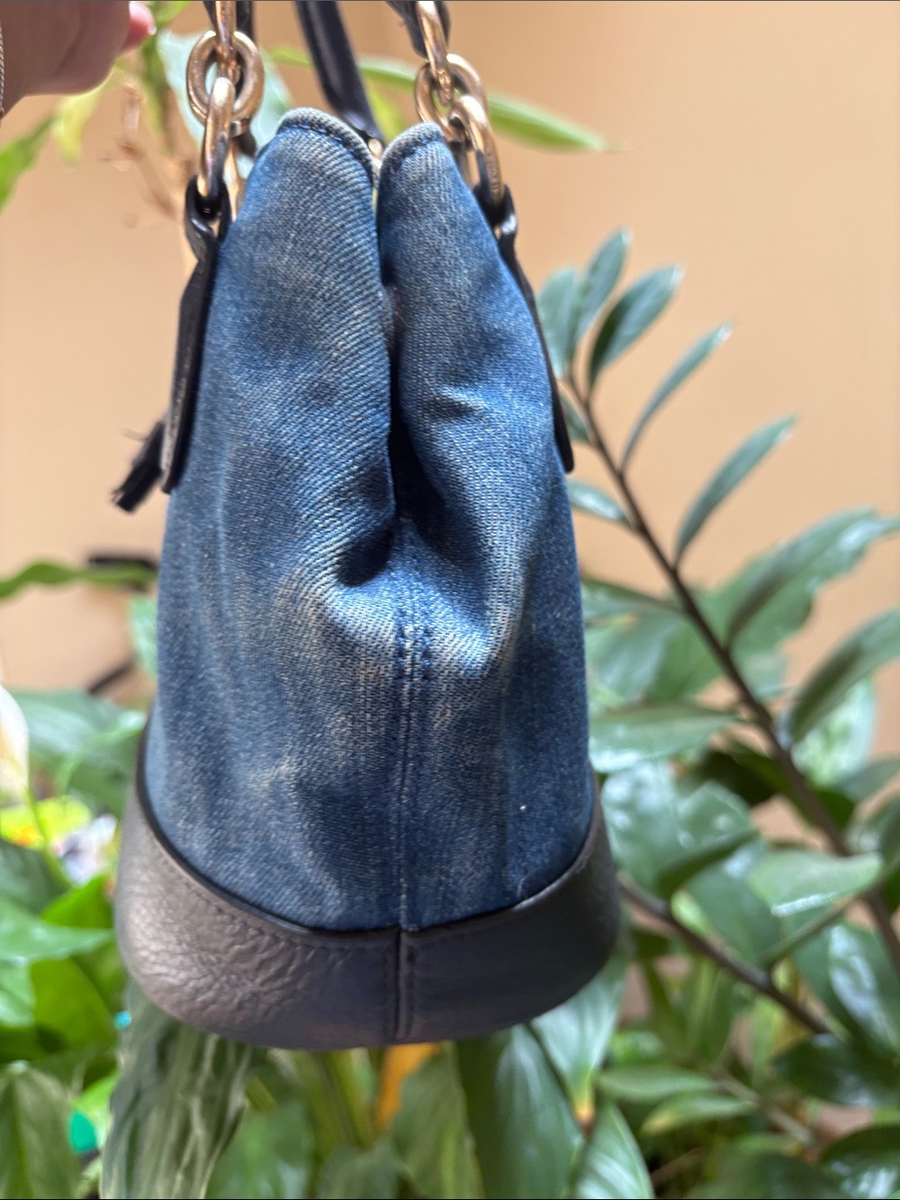 Coach micro ally Denim and Navy Leather Drawstring Satchel - Blue - Picture 8 of 9
